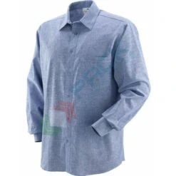 Camicia Da Lavoro, Maniche Lunghe, 100% Cotone Tessuto Chambray, 130 Gr, Colore Blu