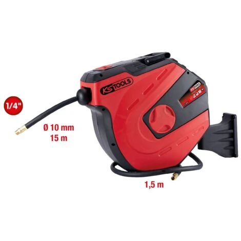 Ks Tools Bobina Per Tubi Flessibili Ad Aria Compressa Automatica, Ø 10mm X 15m