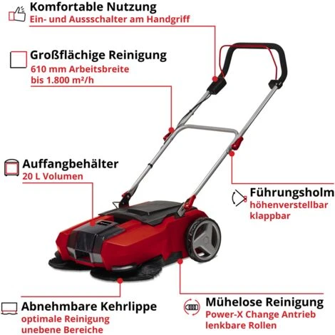 Einhell Sweeper Della Batteria 18V TE-SW 18/610 Li Power X-Change Senza Batteria Senza Caricabatterie - immagine 3