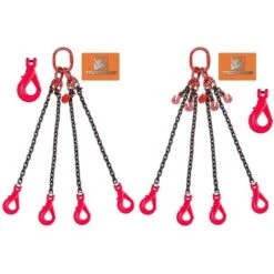 Pendenti Di Catena 4-BRACCI, 6 Mm, Carico 2360 Kg Con Self Lock Forcella, 1 M Senza Accorciatori