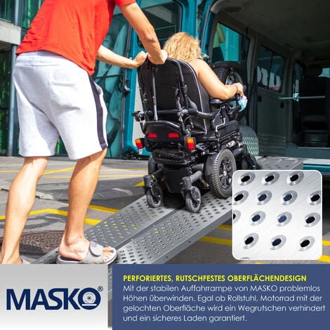 MASKO® 2X Rampa 400kg Rampa Di Carico Binario Di Carico Acciaio Zincato Antiscivolo 200kg Per Unità Max 400kg Per Paio Bacino Di Carico Per Autovetture Quad ATV Per Motociclette Rampa Del Rimor - immagine 4