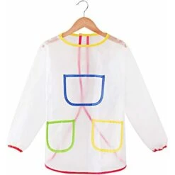 Grembiule Da Pittura Unisex Grembiule Da Pittura Per Bambini Grembiule Impermeabile Per Bambini Con Maniche E 3 Tasche Grembiule Artigianale Per 3-4 Anni Che Dipinge, Cucina, Cucina, Grembiule, Alimen