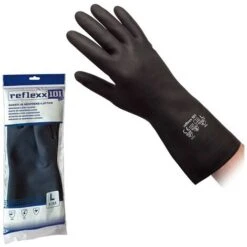 Guanti Neoprene E Lattice Neri Felpati Internamente Alta Resistenza Chimica, Misura: XL