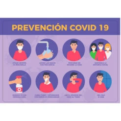 Vinilo Adhesivo | Prevención Covid-19 | 100x70cm | Cartel Bienvenida