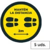 Pack 5 Vinilos De Suelo | Circular | 30 Cm | Prevención Covid-19 | Distancia De Seguridad
