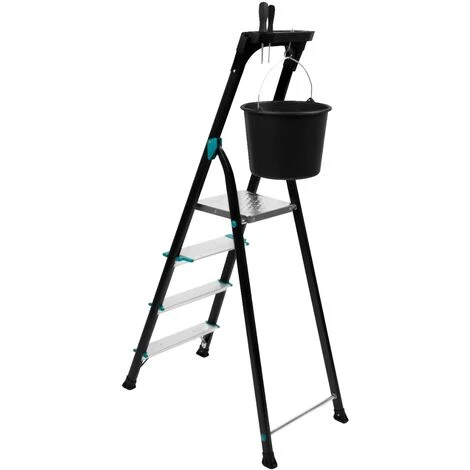 VONROC PRO Scala Domestica Pieghevole In Alluminio. 4 Gradini Antiscivolo. Altezza Aperta 1,43m. Capacità Massima 150kg - immagine 2