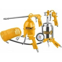 Kit 5 Accessori Compressore Completo Manometro Pistola Aerografo E Flessibile