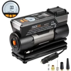 TACKLIFE M1, Generic Compressore Portatile, Portata D'Aria 40 L/min, 4min Gonfia Pneumatico Rapida, 3m Cavo, 4 Adattatori E Borsa Inclusi, LCD Display, Luce LED, 12V Compressore Portatile Per Auto