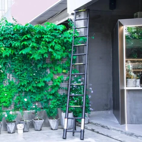 2.6M Scala Telescopica Multiuso Scala In Alluminio Con 8 Pioli Carico Massimo 150 Kg Nero, Norme EN131 - immagine 5