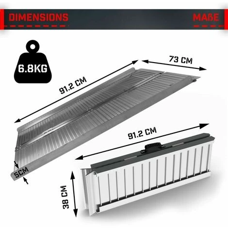 Nova Rampa Per Sedia A Rotelle Pieghevole In Alluminio Antiscivolo Da 90 Cm - immagine 3