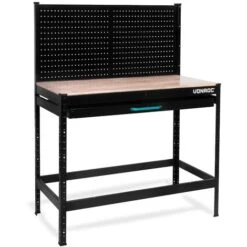 VONROC Banco Da Lavoro 115 X 56 X 145 Cm. Capacità Di Carico 130kg. Con Cassetto E Parete Forata In Acciaio. Incl. Set Di 15 Ganci