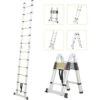 Todeco Scala Multiuso, Scaletta - Standard/Certificazione: EN131 - Carico Massimo: 150 Kg - 3,8 Metri, Barra Stabilizzatrice, EN 131