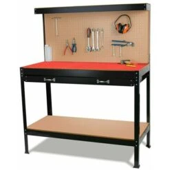 BANCO TAVOLO DA LAVORO PORTA UTENSILI IN METALLO PARETE CASSETTI OFFICINA 593