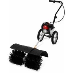 EBERTH Spazzatrice A Benzina 3CV, Spazzaneve A Motore, Scopa Giardino, Motore 2 Tempi, 52ccm, Spazzatrice A Spinta, Ruote, 2x Rullo Spazzante 30cm, Larghezza Ampia 60cm, Acceleratore Sulla Maniglia
