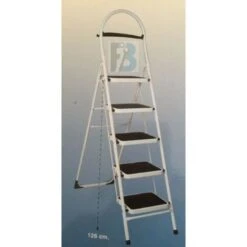 SCALA DOMESTICA IN FERRO. 5 GRADINI CON PIANTANA LARGA ANTISCIVOLO