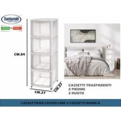 CASSETTIERA 4 CASS. ALTI COVER LINE AZZURRO/TRASP.