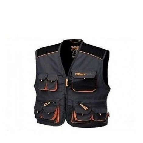 GILET DA LAVORO BETA COLLECTION 7907 IN CANVAS 270GR GRIGIO ARANCIO TAGLIA L