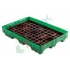 Vasca Di Contenimento Liquidi In Plastica (PE) Con Griglia, Ideale Per 2 Fusti 200 Lt, Capacità 150 Lt, Mis. 1250 L X 850 P X 230 H Mm, Colore Verde