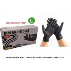 GUANTI NITRILE NERO CONF. 100 PZ. MIS.L SENZA TALCO