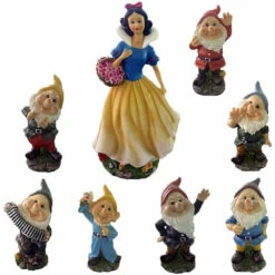 Statuette Da Giardino Biancaneve Con Sette Nani Set 7 + 1