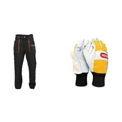 Oregon 295435 - Pantaloni Protettivi Per Motosega Yukon, Tipo A, Nero, XL & 295399Xl Guanti Protettivi Per Motosega, Taglia 11 (XL), Giallo, 33 X 13 X 3.5 Cm