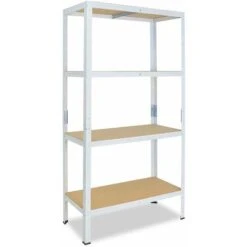 Shelfplaza® HOME 155x80x50 Cm Scaffale Metallo Per Carichi Pesanti Bianco Con 4 Ripiani Con 175kg Capacità Di Carico / Scaffali In Metallo Per Garage Come Scaffali Per Ripostiglio O Officina