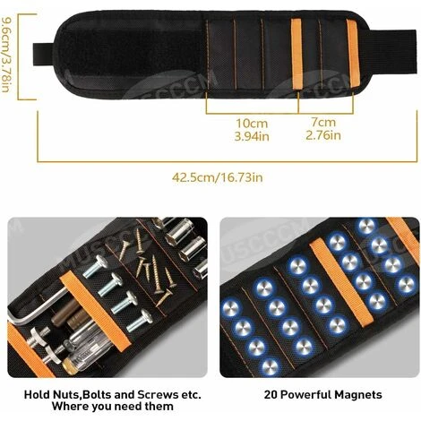 Bracciale Magnetico, Regolabile Con 20 Magneti Super Potenti Per Viti Chiodi Punte Da Trapano, Idea Regalo Per Uomini Papà Compleanno, Strumento Regalo Per Fai Da Te Tuttofare Regalo Festa Del Papà - immagine 3
