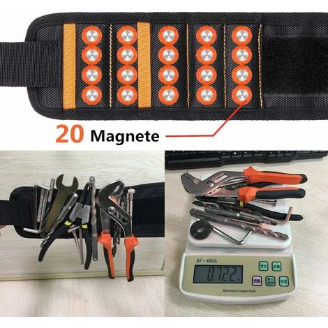 Supporto Per Attrezzi Da Polso Magnetico Regolabile Con Cinturino Da 20 Magneti Super Potenti, Per Viti, Chiodi, Bulloni E Piccole Parti Metalliche, Regalo Per PapĂ , Tuttofare - immagine 2