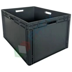 Cassetta In Plastica (PP) Sovrapponibile, 185 Lt, Mis. 800 L X 600 P X 440 H Mm, Base E Pareti Chiuse, Maniglie Passanti