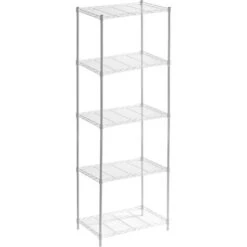 Scaffale Metallico Con Grata Catter House Klaus 160 56x35x160 Cm Color Bianco Con 5 Ripiani Supporta Fino A 175 Kg