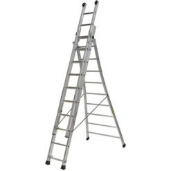 Scala In Alluminio Trasformabile - Tre Tronchi - 3x11 Pioli - 363309