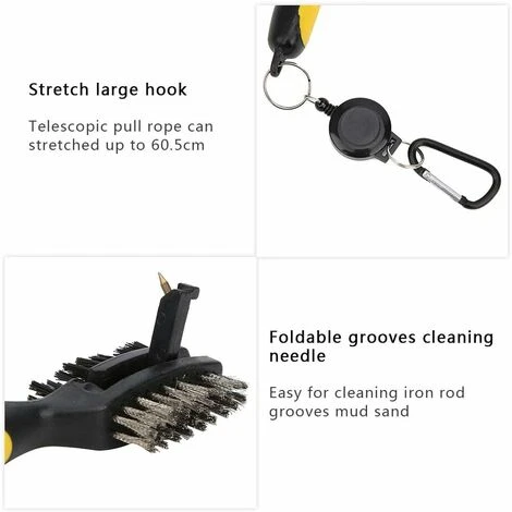 Strumento Per La Pulizia Del Golf, Spazzola Per Mazze Da Golf, Telescopica Pieghevole Per Pulire La Testa Della Mazza - immagine 5