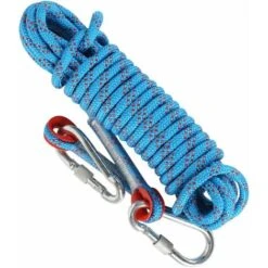 8mm 10m Corda Da Alpinismo Con 2 Moschettoni Moschettone Da Alpinismo Corda Di Salvataggio Corda Antincendio Artiglio Trim Pesca Da Campeggio Magnete Da Esterno - Nylon Blu