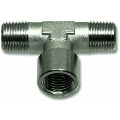 RACCORDO A T CON DUE FILETTI MASCHIO ED UNO FEMMINA PER ARIA COMPRESSA 1/4