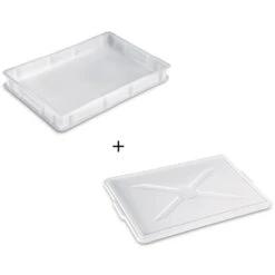 CASSETTA PORTAIMPASTO + COPERCHIO 30x40x10 CONTENITORE IMPASTO PANETTI PIZZA PANE Mod.service