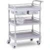 Carrello Da Laboratorio Acciaio Inox 3 Ripiani 2 Cassetti 30 Kg