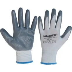 12pz - GUANTI TAGLIA 8 - DA LAVORO IN NITRILE GRIGIO GLOVEX MAURER