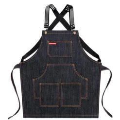Grembiule Da Lavoro In Denim Disponibile Per Uomo E Donna (lunghezza Adulto Nero 61 Cm)