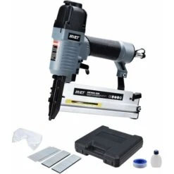 GOPLUS 2 In 1 Chiodatrice Pneumatica Professionale, Chiodatrice Aria Compressa, Con Accessori Completi, Grigio E Nero, 26x25,5x7 Cm