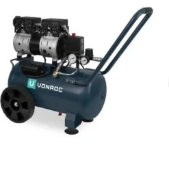 VONROC PRO Compressore D'aria Silenzioso 57,5Db - 24 LT - Senza Olio - 750W – Antracite