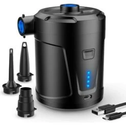 Pompa Ad Aria Elettrica, Batteria Ricaricabile Da 5000 MAh, Mini Pompa Ad Aria Elettrica Con 4 Ugelli D'aria, Gonfiatore Rapido Per Gommone/lettino Gonfiabile