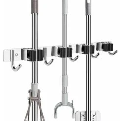 MINKUROW Supporto Da Parete Per Elettrodomestici Acciaio Inossidabile, Autoadesiva Supporto Da Parete Per Scopa Senza Foratura Per Casa, Cucina, Bagno, Garage, Giardino (Con Viti E Strisce Adesive), 4