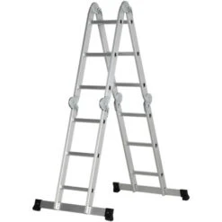 DURHAND Scala Telescopica A 5 Posizioni Con 2 Piattaforme Di Sicurezza, In Alluminio, PP E TPR, 339x76x10 Cm, Argento