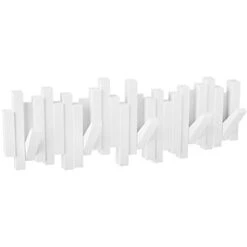 Umbra Sticks Attaccapanni Da Parete Con 5 Ganci Ribaltabili, Abs, Bianco