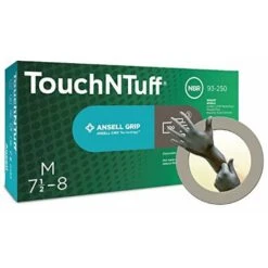 Ansell TouchNTuff 93-250 Guanti Monouso In Nitrile, Protezione Contro Le Sostanze Chimiche E Liquide, Taglia M (100 Guanti)