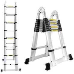 Randaco Scala Telescopica Fino A 150 Kg Scala In Alluminio 2,5+2,5 M, 5 M