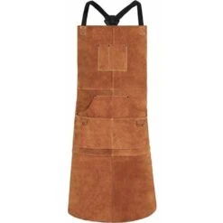 Kueatily Grembiule Da Saldatura, Grembiule Da Lavoro In Pelle Di Vacchetta Con 6 Tasche, Grembiule Da Cucina Multifunzionale 24" X 36", Breths Regolabili Da M A XXL Per Uomini E Donne (marrone)