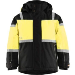 Giacca Invernale Da Bambino Blaklader Con Cappuccio E Strisce Riflettenti Nero / Giallo 4 Anni