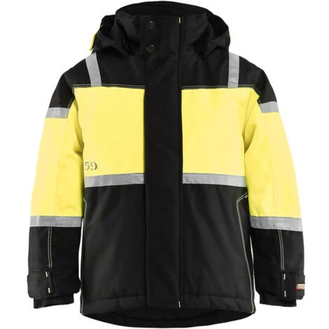 Giacca Invernale Da Bambino Blaklader Con Cappuccio E Strisce Riflettenti Nero / Giallo 4 Anni