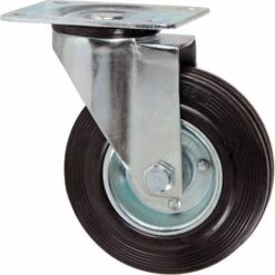 Ruota In Gomma 125 Mm Con Piastra 105x85 Mm Girevole Maurer Portata 100kg